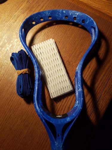 New Blue StringKing intermediate lacrosse head with custom stringing