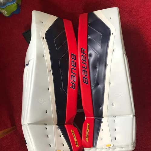 New Bauer Pro Stock Goalie Leg Pads Erie Otters Size 37