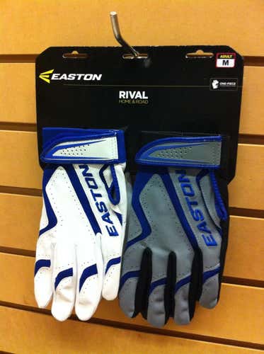 Easton Rival HOME AND ROAD Batting Gloves Adult Medium Royal Blue MAKE OFFERS *No Trades*