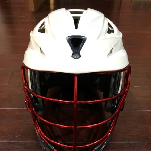 White Cascade R Helmet with Red Chrome Face-mask