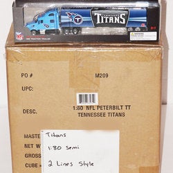 24 PCS - ONE CASE TENNESSEE TITANS NFL FOOTBALL 1:80 SEMI TOY TRUCK DIECAST 2012