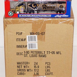24 PCS - ONE CASE - NFL RAMS FOOTBALL 1:80 DIECAST TRUCK TOY VEHICLE FLEER 2005