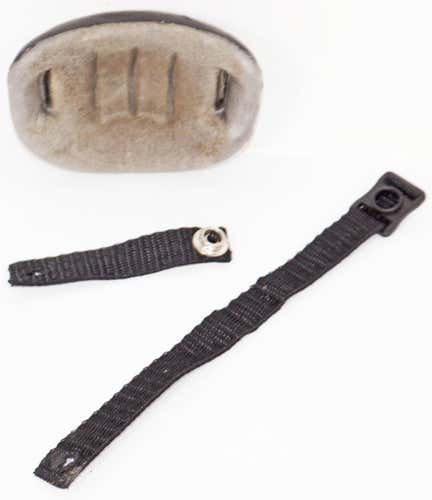 GOALIES BLACK GREY REPLACEMENT CHIN CUP W/ STRAP & BUTTON FOR ICE HOCKEY USED