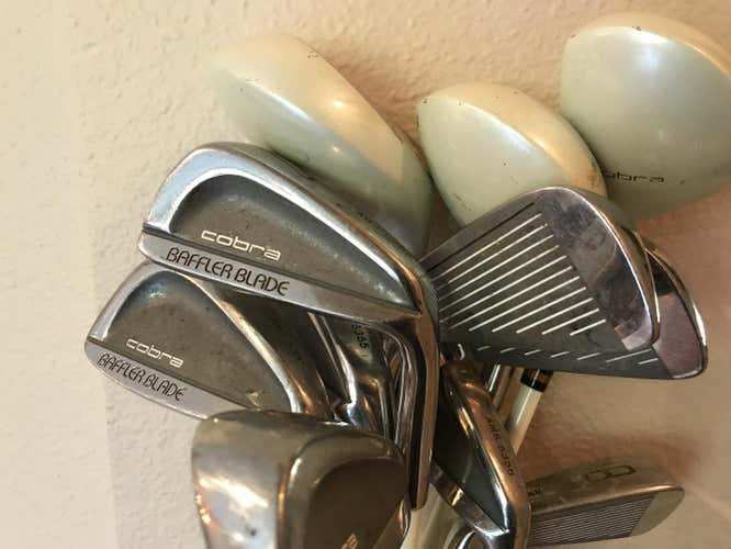 Cobra Baffler Blade Iron Set 2-PW (8 Clubs) and Woods (3 Clubs) graphite Ladies Flex shafts