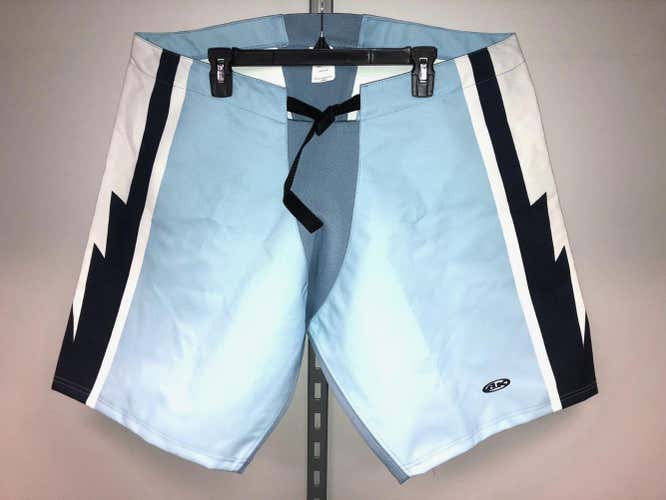 CUSTOM! BABY BLUE NAVY LIGHTNING BOLT PRO HOCKEY PLAYER PANTS GIRDLE SHELL LARGE