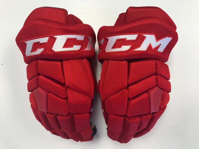 NEW! CCM TACKS CAROLINA HURRICANES PRO STOCK RETURN RED HOCKEY GLOVES 14" NHL