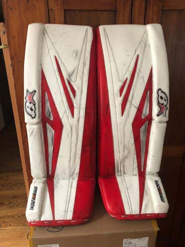 Brians GNetik3 Pro-Senior 35+1 Goalie Leg Pads Stock Detroit Colorway EUC