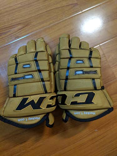 CCM 4-Roll Pro III Gloves Senior TAN CUSTOM BROWN OLD SCHOOL COLOR!!