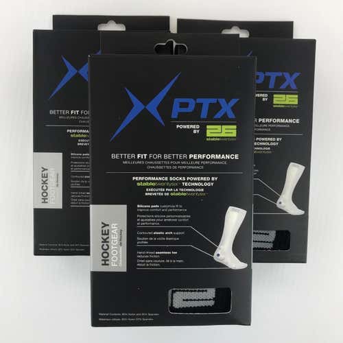 NEW! 3 PAIRS FOR 1! MEDIUM (M) STABLE 26 HOCKEY SOCKS BLACK FOOTGEAR SILICONE PADS