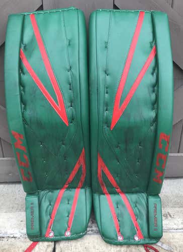 CCM Premier ll Pro Stock Goalie Leg Pads 37"+2 Vay Minnesota Wild 11223