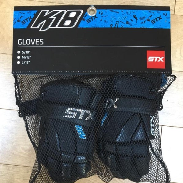 STX K18 Lacrosse Gloves - New - Size 10”/small - Black -
