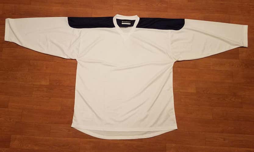 White/Navy Two Tone Monkey Sports Practice Jersey-Senior XL