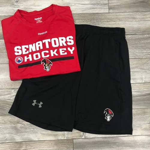 NEW BINGHAMTON SENATORS PRO STOCK HOCKEY PLAYER SHIRT SHORTS SET MEDIUM APPAREL