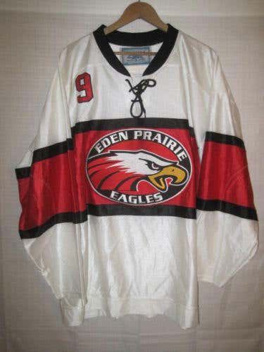 Eden Prairie Eagles hockey jersey men's L #9 white Minnesota