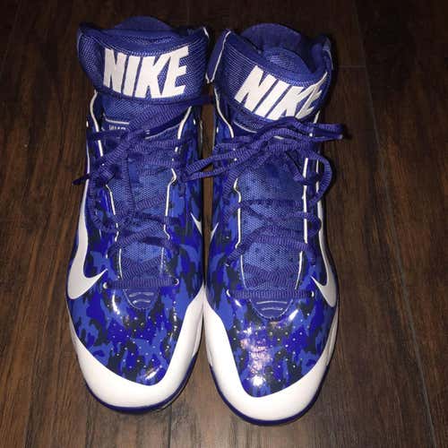 Nike Air Huarache Pro 3/4 Mid Metal Mens Baseball Cleats Blue Camo Sz 11.5