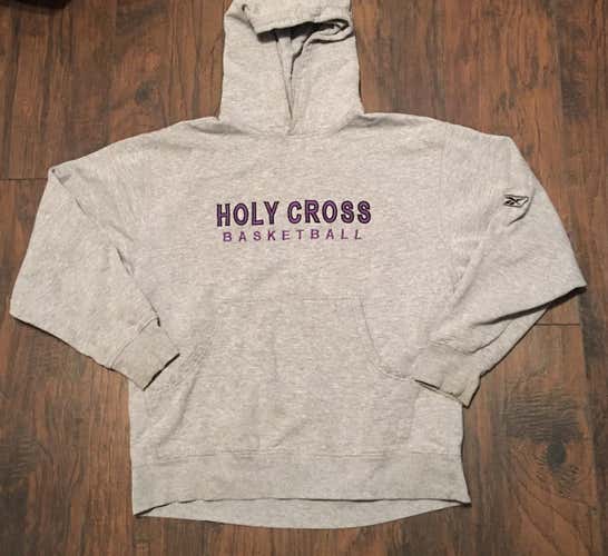 Holy Cross Crusaders Basketball NCAA reebok hooded Sweatshirt size large
