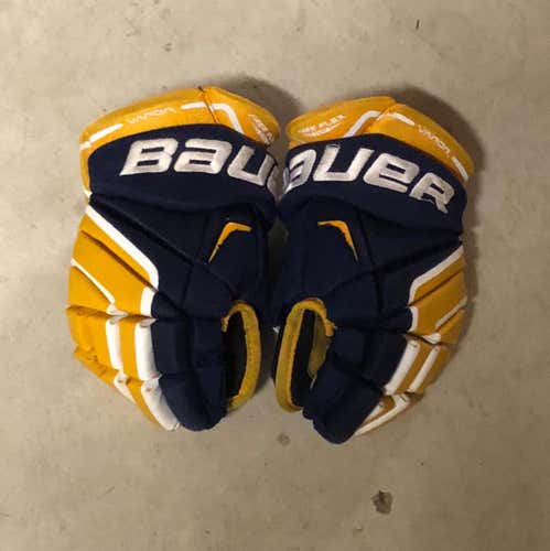 Bauer Blue,yellow,white Gloves. Still In Great Shape.