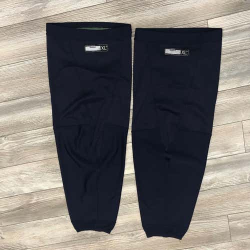 NEW! REEBOK NHL PRO STOCK HOCKEY PLAYER PRACTICE SOCKS BLACK XL+ MADE IN CANADA