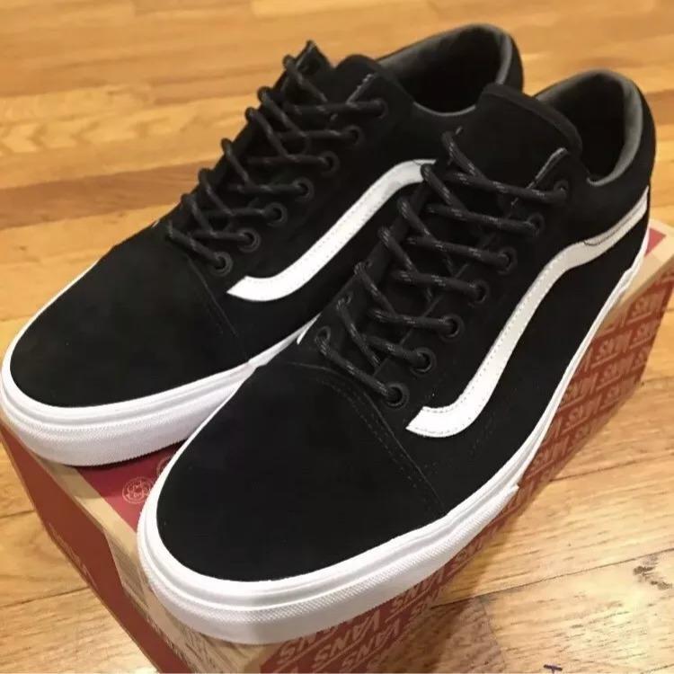 vans old skool black and white suede