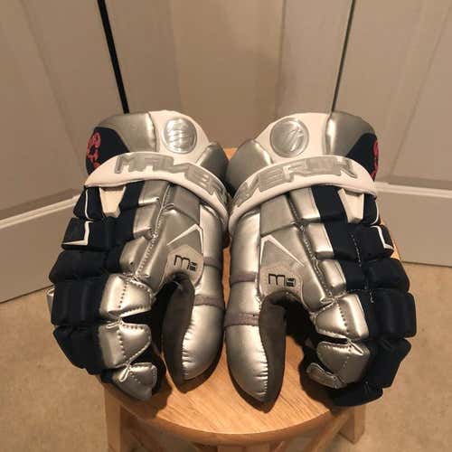 *Lightly Used* Maverik M3 Lacrosse Goalie Gloves Navy Blue/Silver