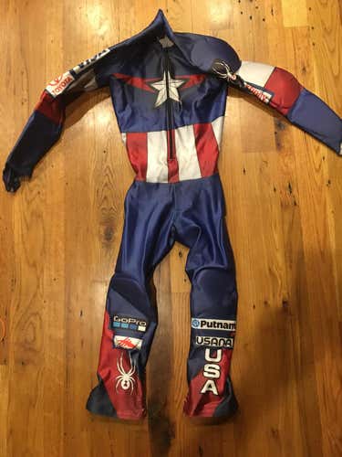 Spyder Official US Ski Team Issued Captain America GS Padded Race Suite-Size Large