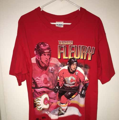 Vintage Theo Fleury Calgary Flames Pro Player Shirt Mens Large
