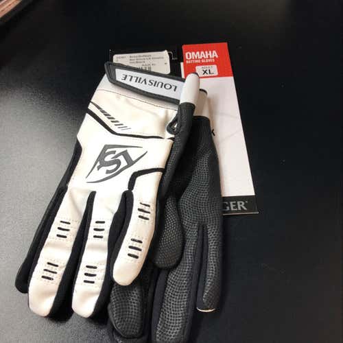 Louisville Slugger Omaha Batting Gloves - NEW - Black with White - Men's X-Large