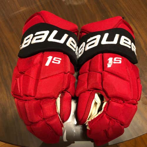 Bauer 1S 14” NJ Devils Pro Stock Gloves, Palmieri