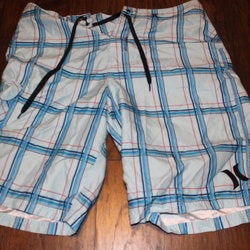 Hurley Light Blue plaid boardshorts size 34
