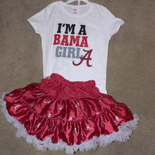 New TUTU COUTURE Alabama Bama Red Tulle Skirt & Tee Girls Large 10-12