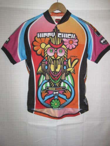 Biker Chick Hippy Chick short sleeve cycling jersey women's S colorful