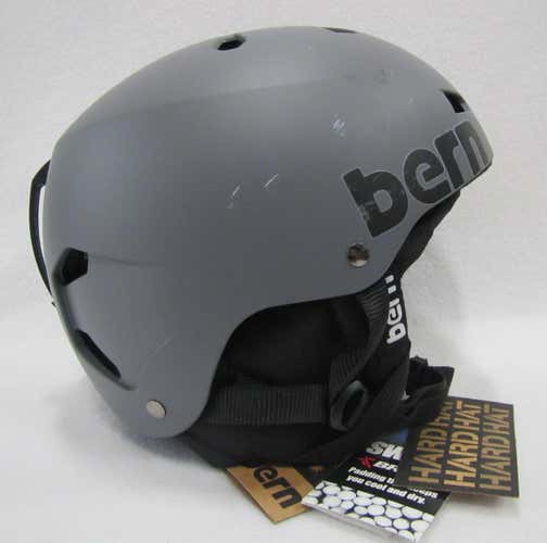 BLEMISHED MEN'S BERN “MACON” SKATE BIKE SNOW HELMET MATTE GREY DISTRESS BLACK LINER SMALL