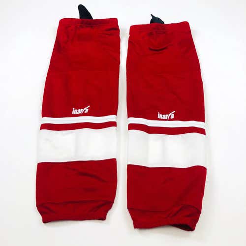 Lightly used red Iniria hockey socks