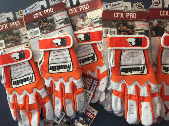 NEW • Franklin CFX Pro Batting Gloves - Orange (Youth Medium) - BUNDLE