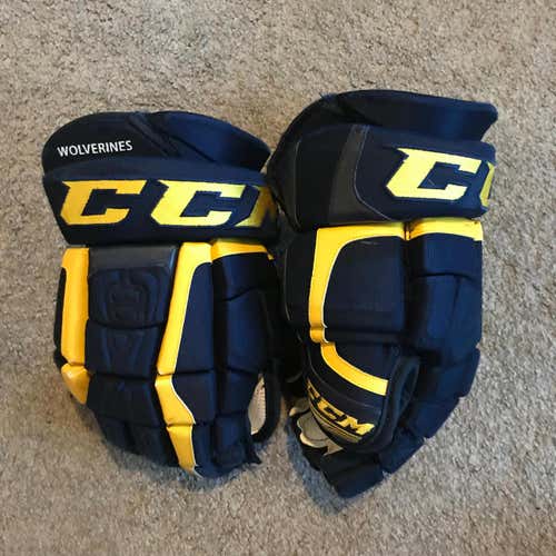 NCAA Pro Stock University of Michigan Wolverines CCM CL Hockey Gloves 14"