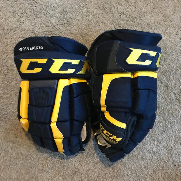 NCAA Pro Stock University of Michigan Wolverines CCM CL Hockey Gloves 14"