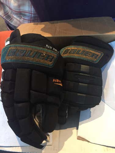 San Jose Sharks Pro Stock Nike Bauer Hockey Gloves- 14”