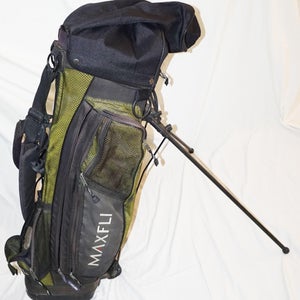 MAXFLI GOLF BAG - CARRY OR STAND GREEN BLACK & DUAL STRAP - WELL USED