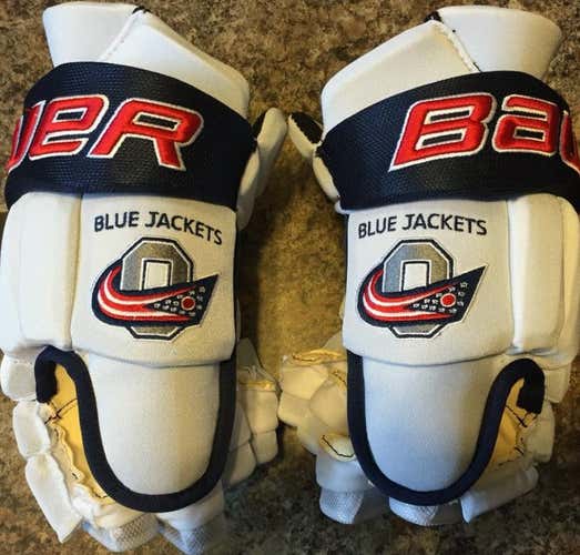 White AAA Blue Jackets Gloves