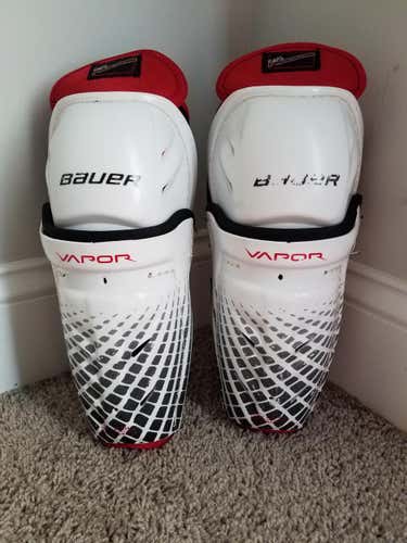 Bauer Vapor White Shin Pads Youth 8.5