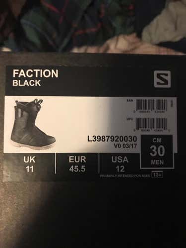 New Salomon Faction  Snowboard Boots 12