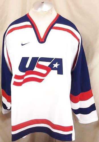 NIKE 2002 AUTHENTIC OLYMPICS TEAM USA (2XL) RETRO KNIT HOCKEY JERSEY WHITE