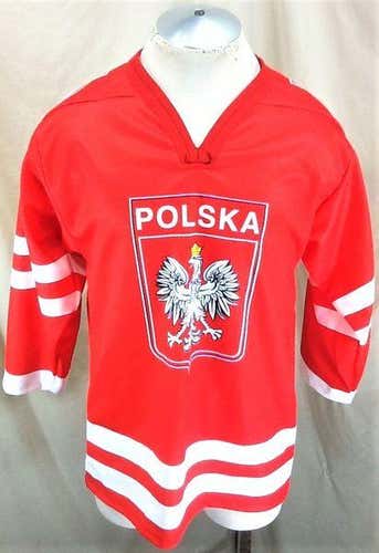 RETRO POLAND NATIONAL TEAM "POLSKA" (MEDIUM) POLY GRAPHIC HOCKEY JERSEY RED