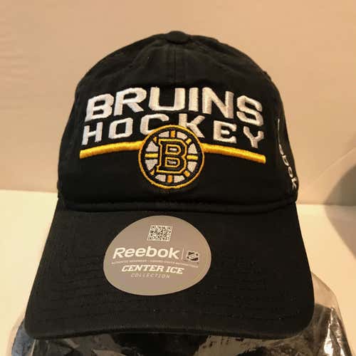 Boston Bruins Hockey Reebok Black Snapback Slouch Cap Hat NEW