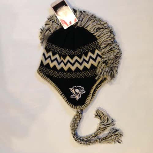 Pittsburgh Penguins Hockey Old Time Hockey Black Youth Mohawk Winter Hat NEW