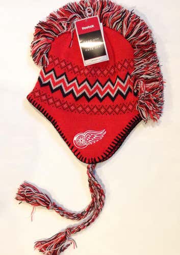 Detroit Red Wings Hockey Old Time Hockey Black Mohawk Youth Winter Hat NEW