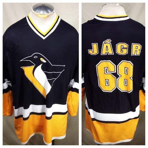 PITTSBURGH PENGUINS JAROMIR JAGR #68 (XL) POLYESTER NHL HOCKEY JERSEY
