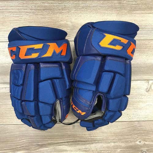 NEW! CCM CL EDMONTON OILERS NHL PRO STOCK RETURN HOCKEY PLAYER GLOVES 14" 3RD