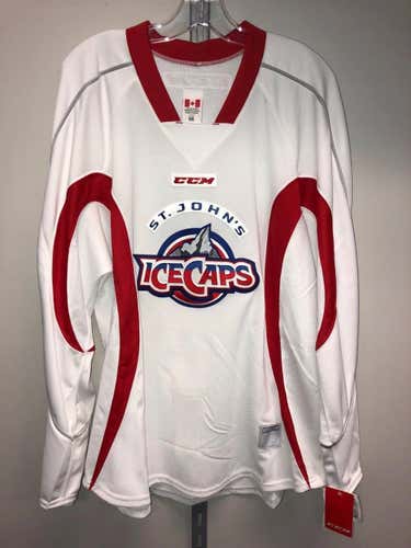 NEW! WHITE CCM ST JOHN'S ICECAPS AHL PRO STOCK HOCKEY PLAYER PRACTICE JERSEY 56