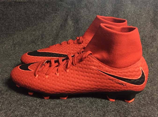 Men's Nike Hypervenom Phelon III 3 DF FG Red Black 917764-616 Size 10.5